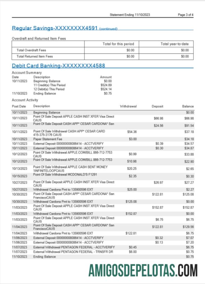 Extrato bancário dos EUA MidFlorida para download, modelo Word e PDF, 3 páginas 3
